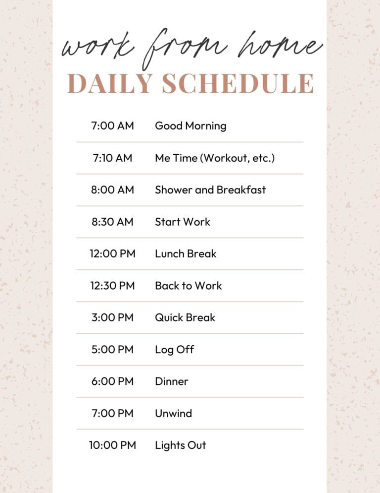 My Work From Home Schedule
